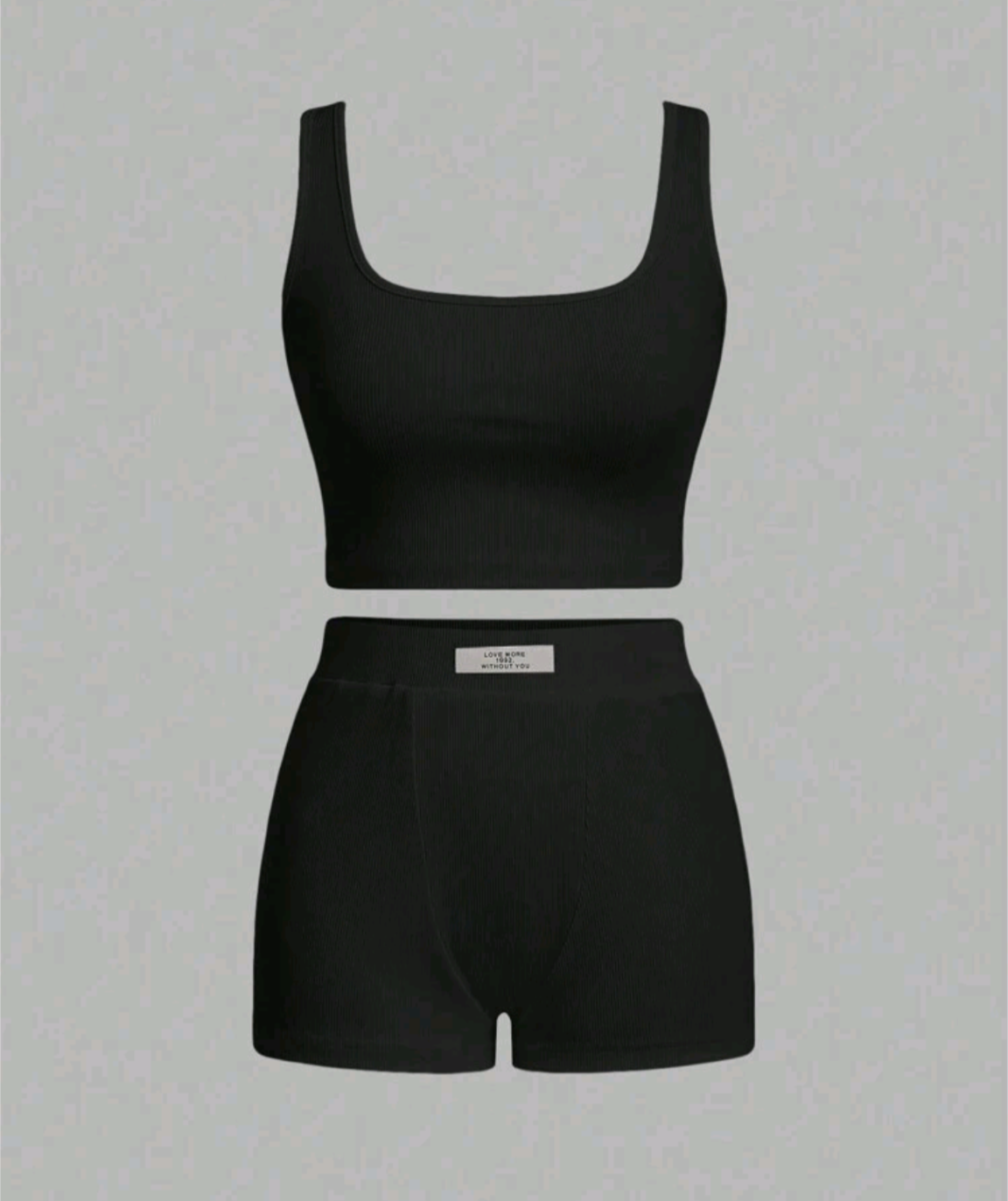 TFB PETITE CURVE Plus Size Casual Two-Piece Set,Ribbed Tank Top And Tight-Fitting Spring & Summer Shorts For Home And Daily Wear