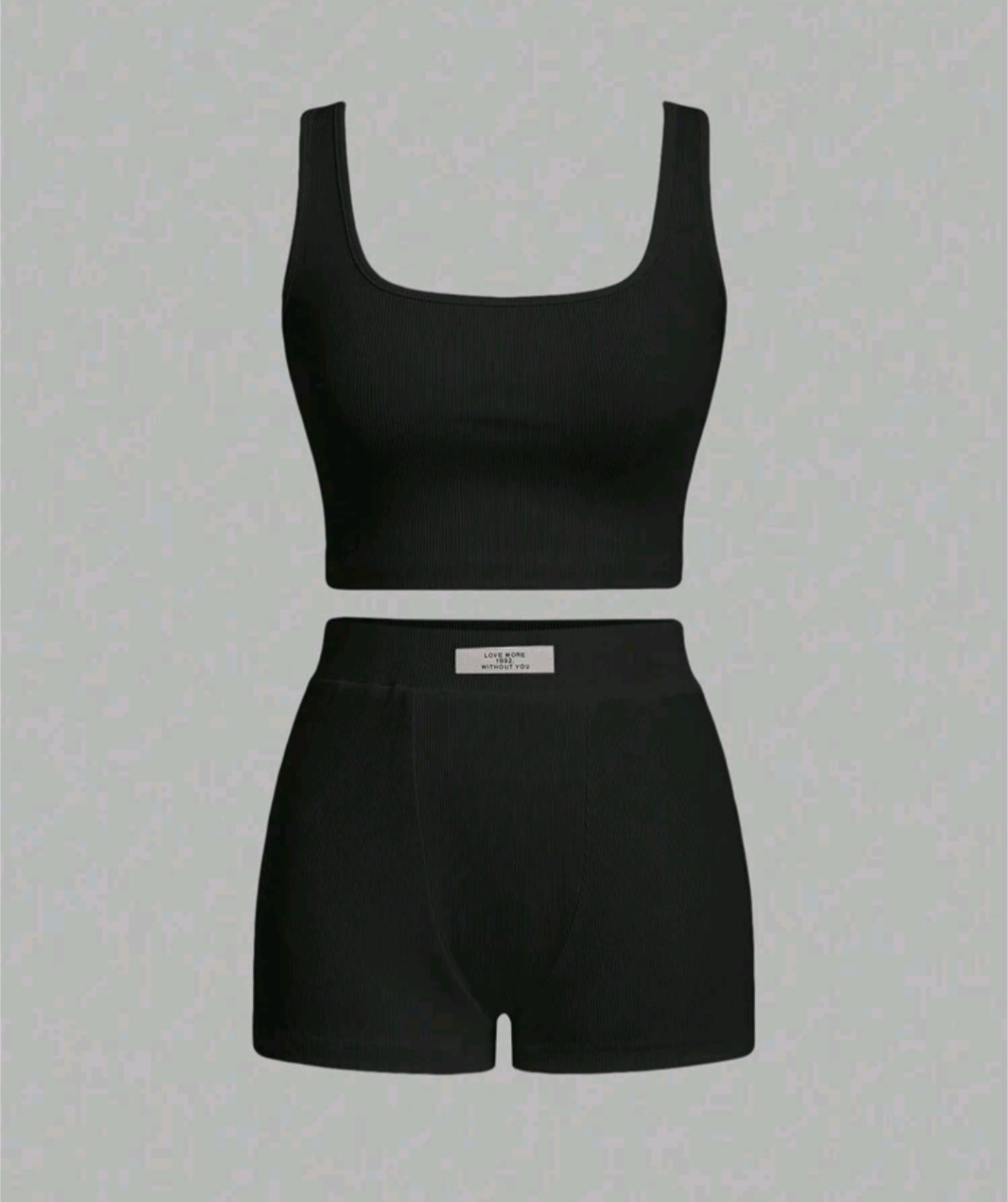 TFB  PETITE CURVE Plus Size Casual  Two-Piece Set,Ribbed Tank Top And Tight-Fitting Spring & Summer Shorts For Home And Daily Wear