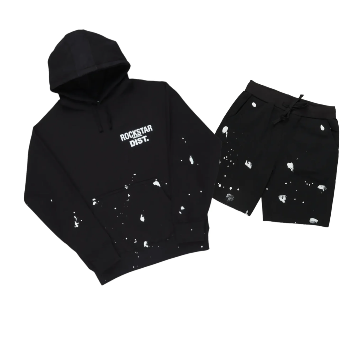 Black Paint Splash Hoodie Short Set” 🖤