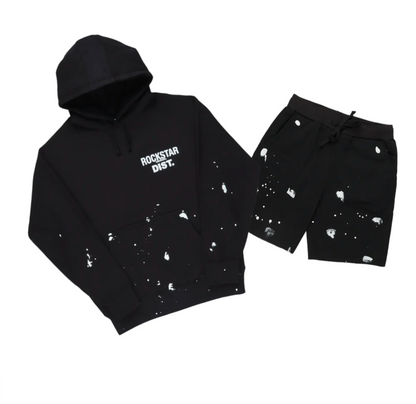 Black Paint Splash Hoodie Short Set” 🖤
